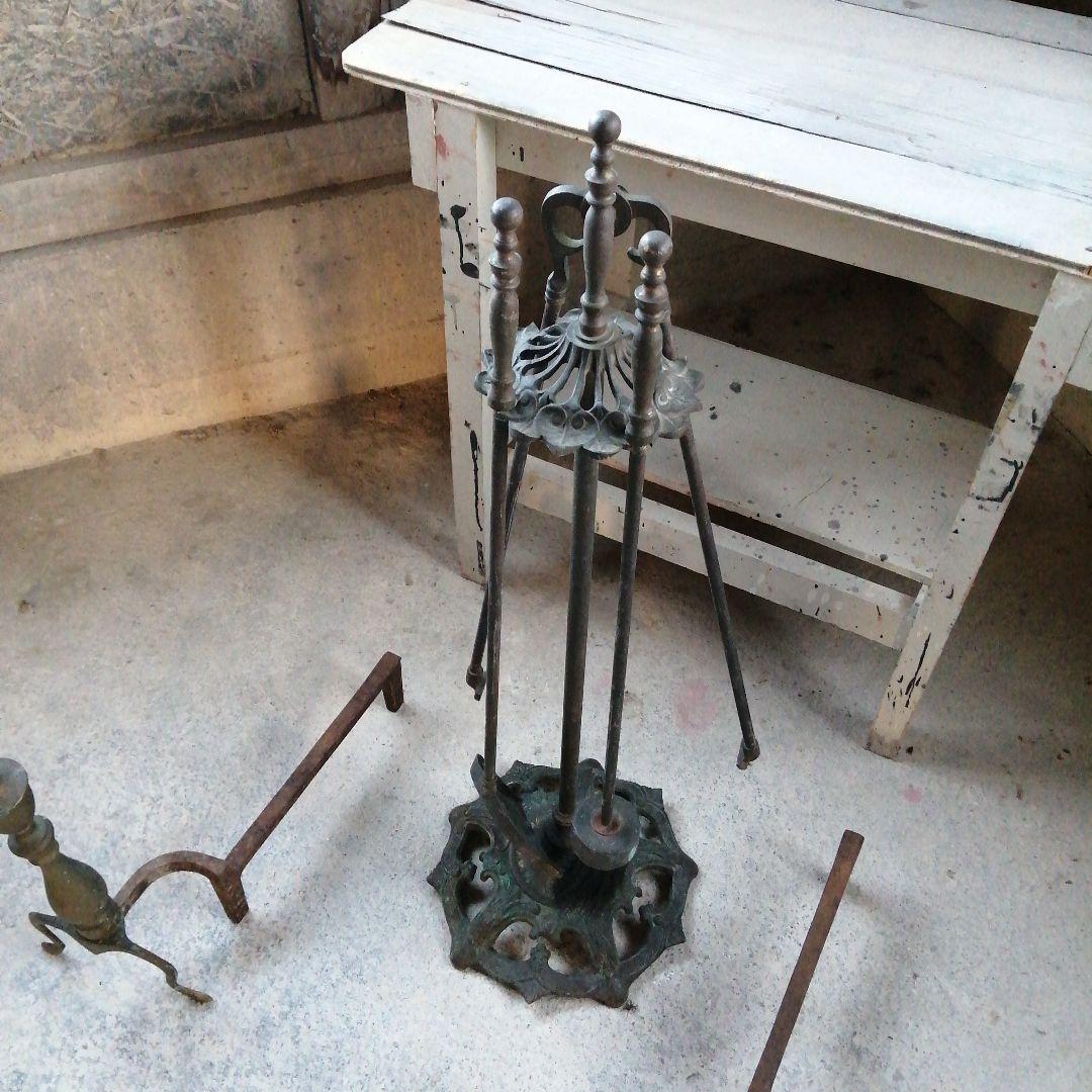 イギリス製　アンティークファイヤーツール　サイドカバー