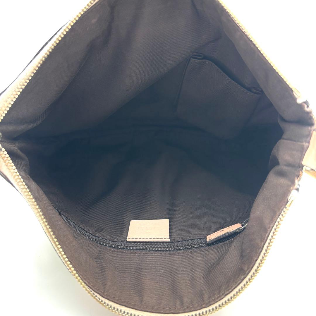 美品 グッチ ショルダーバッグ アビー GGキャンバス レザー 斜め掛け ピンク