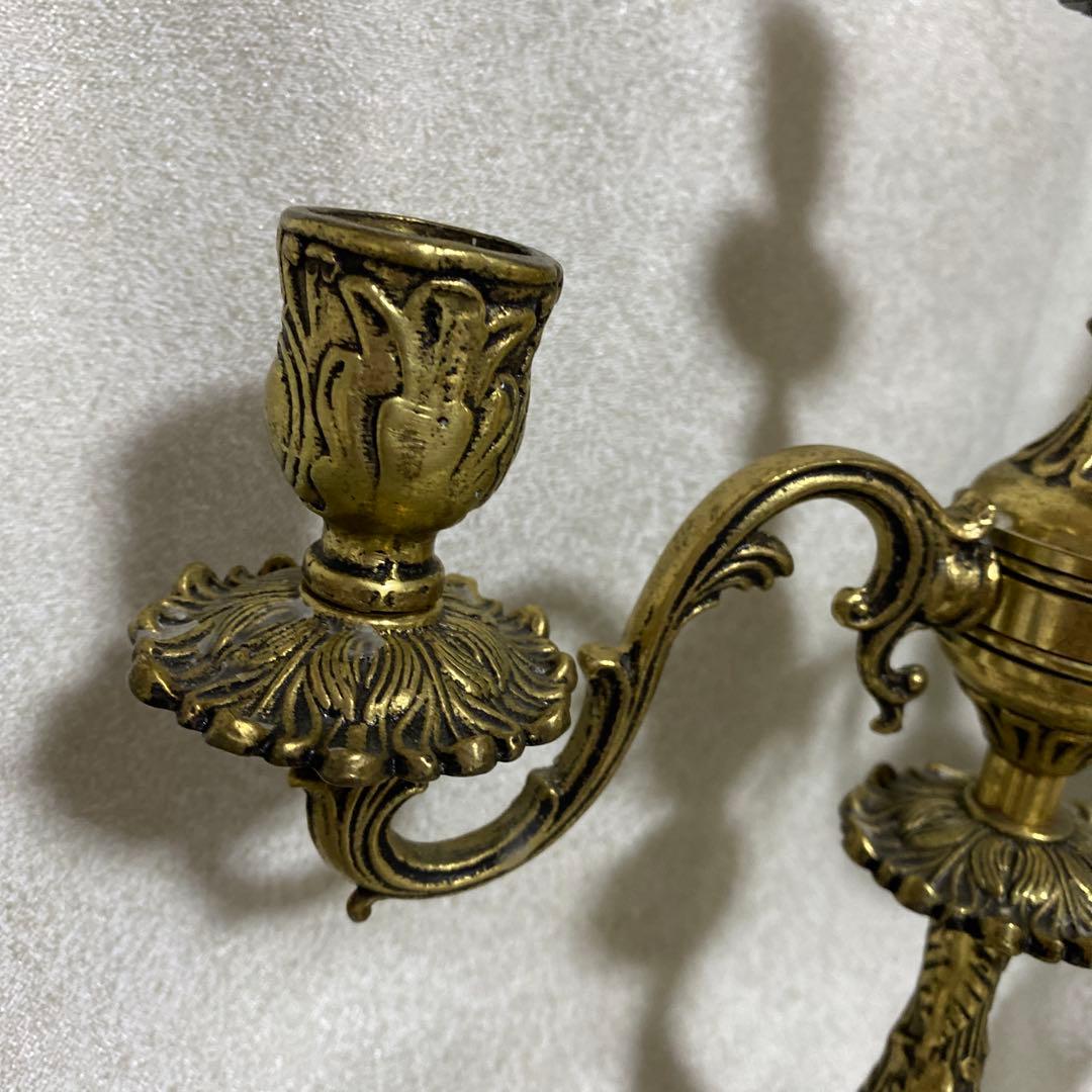 フランスアンティーク真鍮製キャンドルスタンド燭台３灯