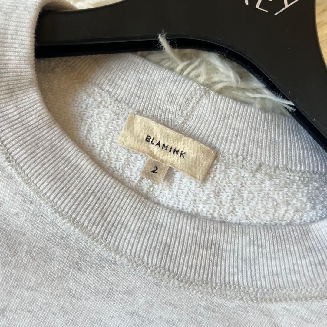 BLAMINK ブラミンク 吊 裏毛 ロゴ ロング スリーブ スウェット グレー