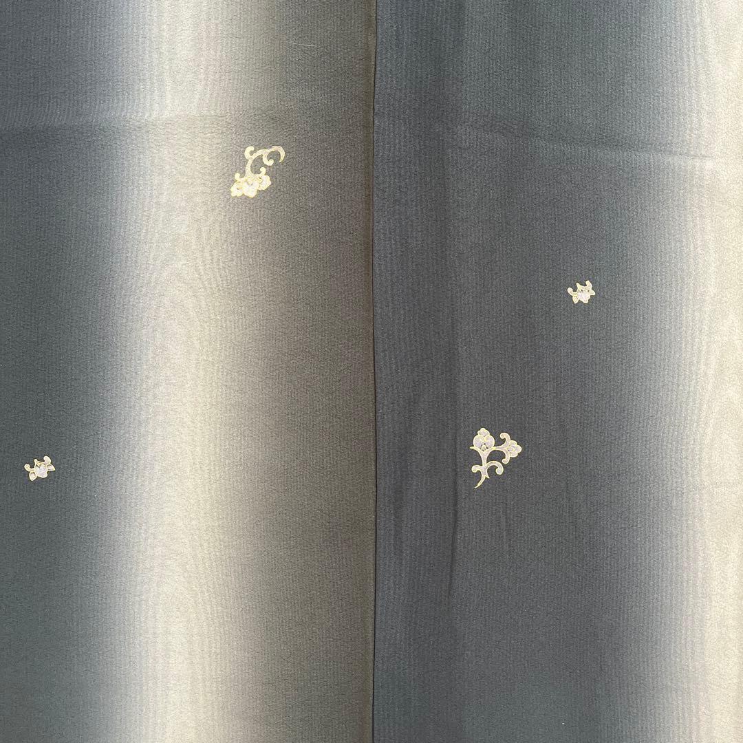 ＊Micha＊小紋 正絹 縦暈し 藍鉄色墨色 ガード加工トールサイズ 美品