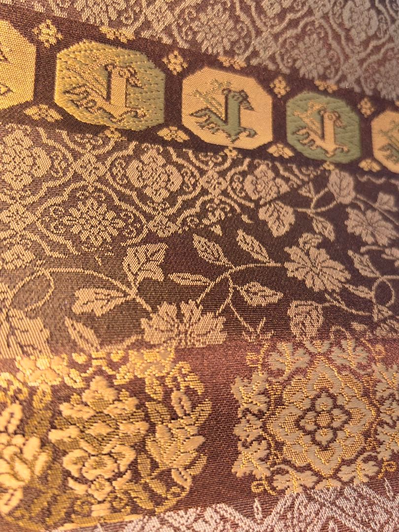 悠久の美　箔屋清兵衛　袋帯 美品 逸品 落款 箔 灰紫 お太鼓柄 正絹