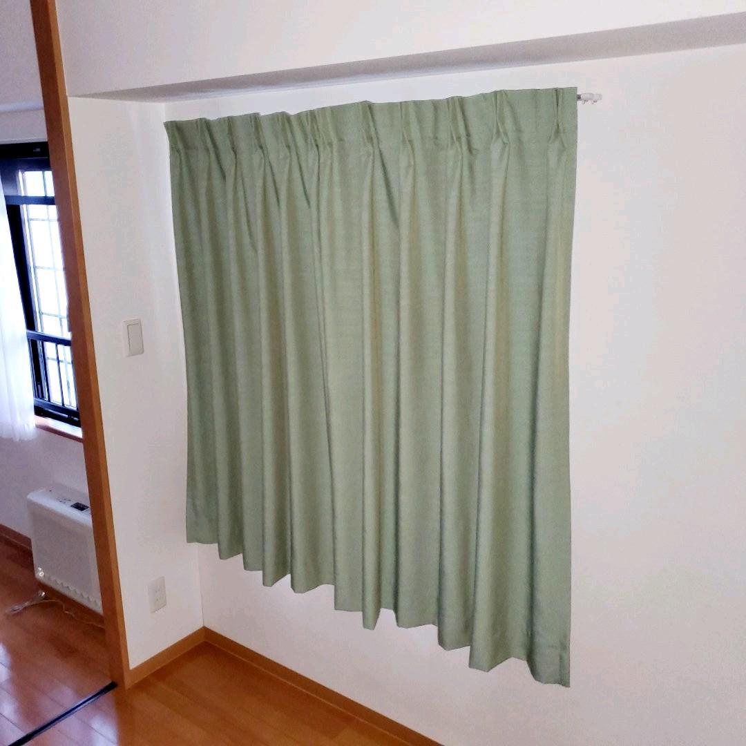 ★【美品】絶妙カラーの裏地付きカーテン ACTUS/グリーン ②★