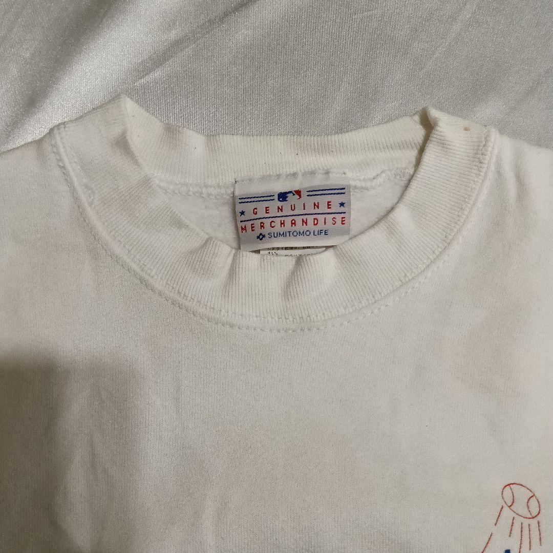 野茂英雄　ドジャース　プリント　スウェット　ホワイト　裏起毛　B4210