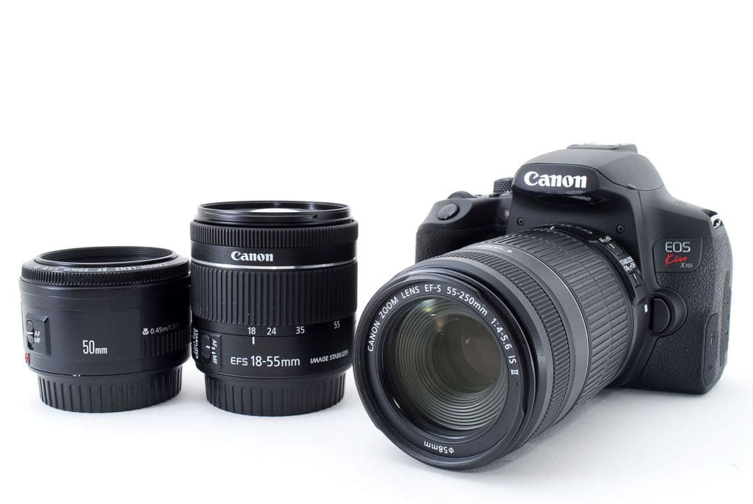 Wi-Fi/動画/canon kiss x10i標準&望遠&単焦点レンズセット
