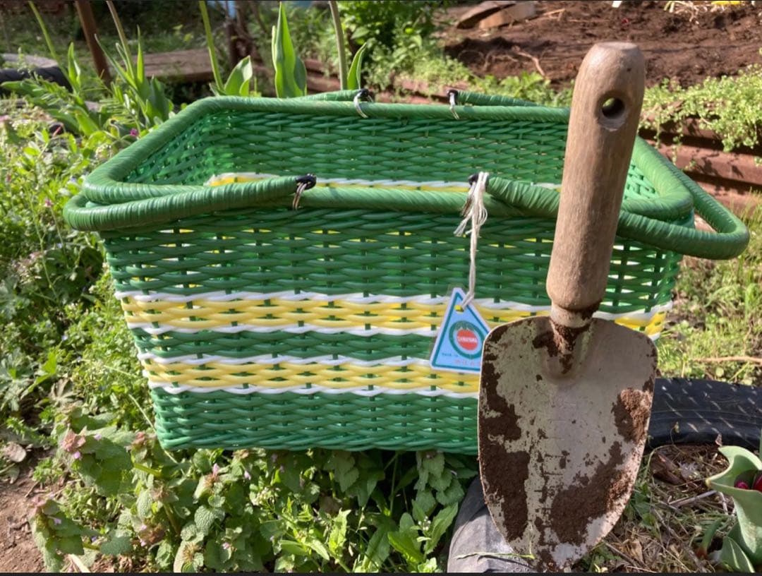 篭バック　カノン、グリーン(シバヤマさんの手作りカゴ)昭和レトロ