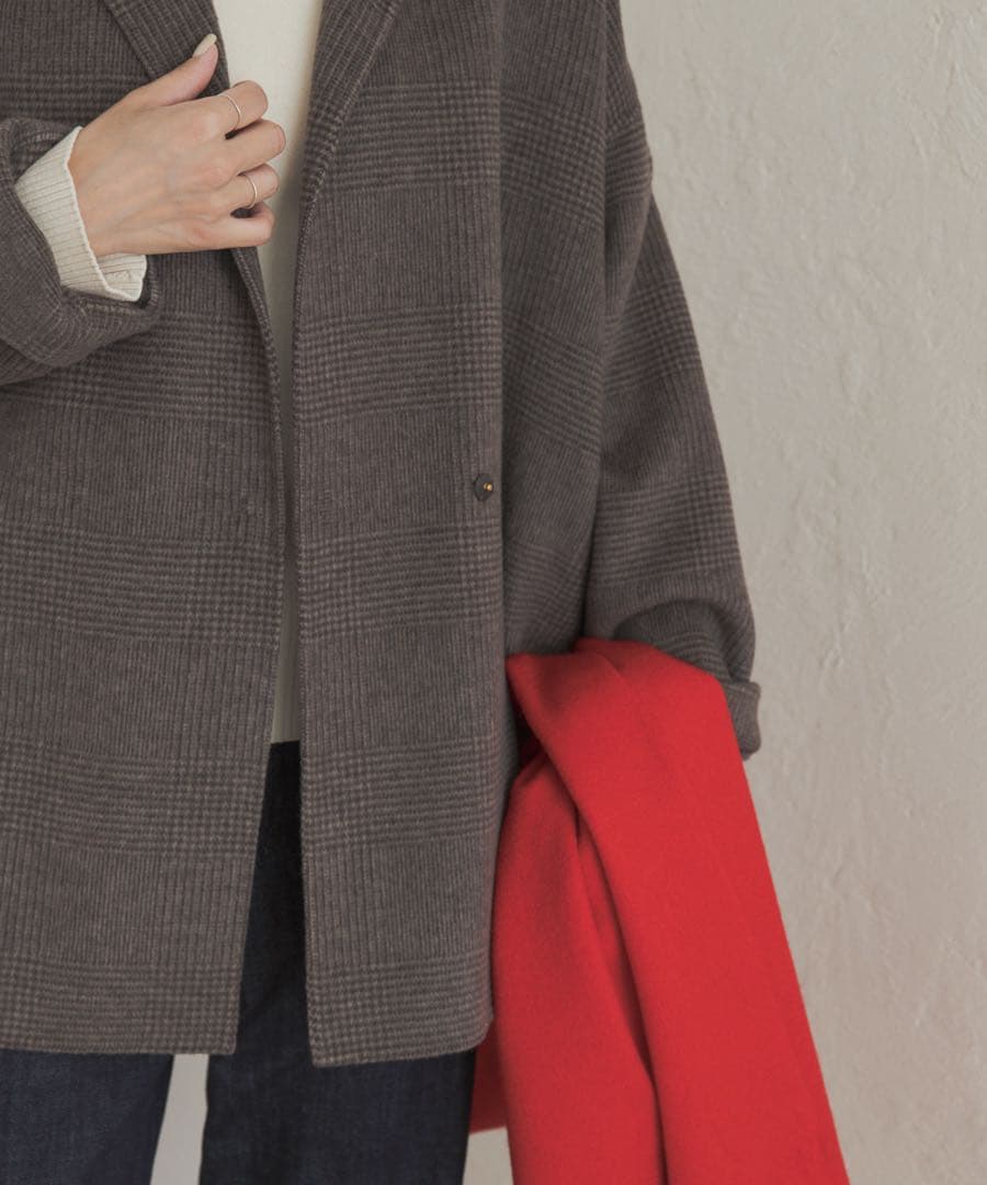 【新品・タグ付き】ウールリバーミドルガウンコート　BROWNCHECK