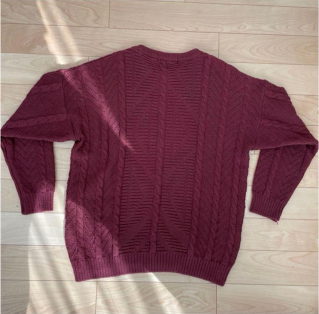 Burberrys 90'sバーガンディ ケーブルニット