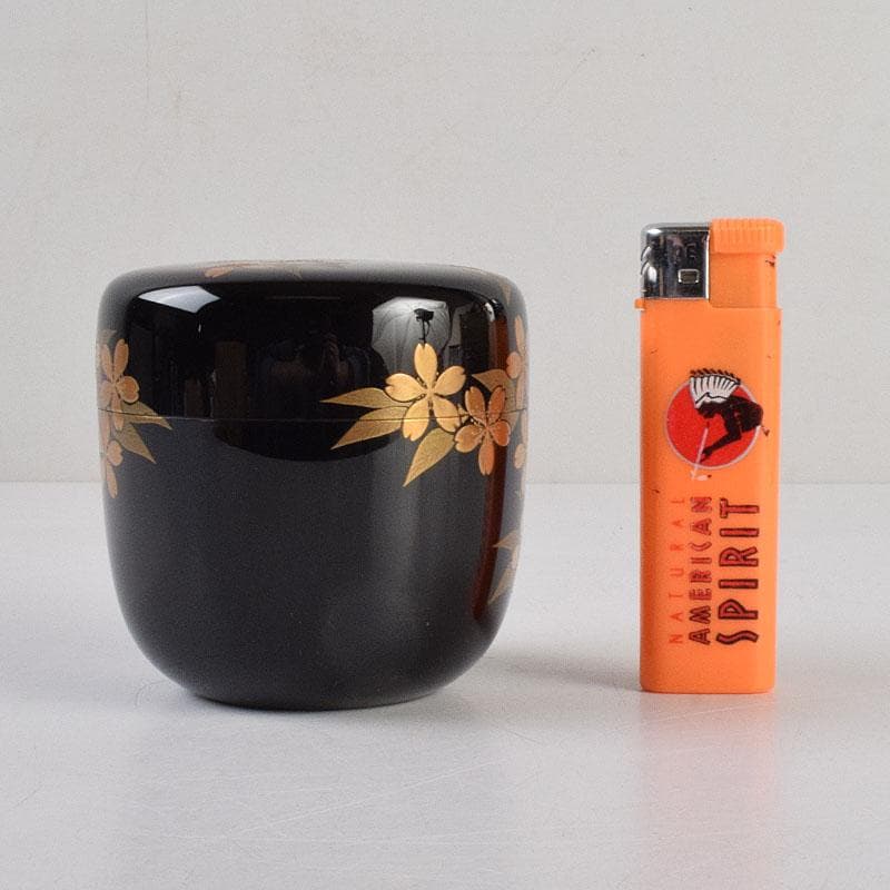 茶道具　輪島塗　佐藤幸一作　山桜之図　棗　共布共箱　M　R9294