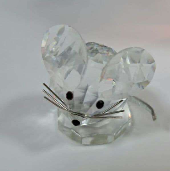 スワロフスキー クリスタル製 ネズミとリスのフィギュア 2点セット鏡付き