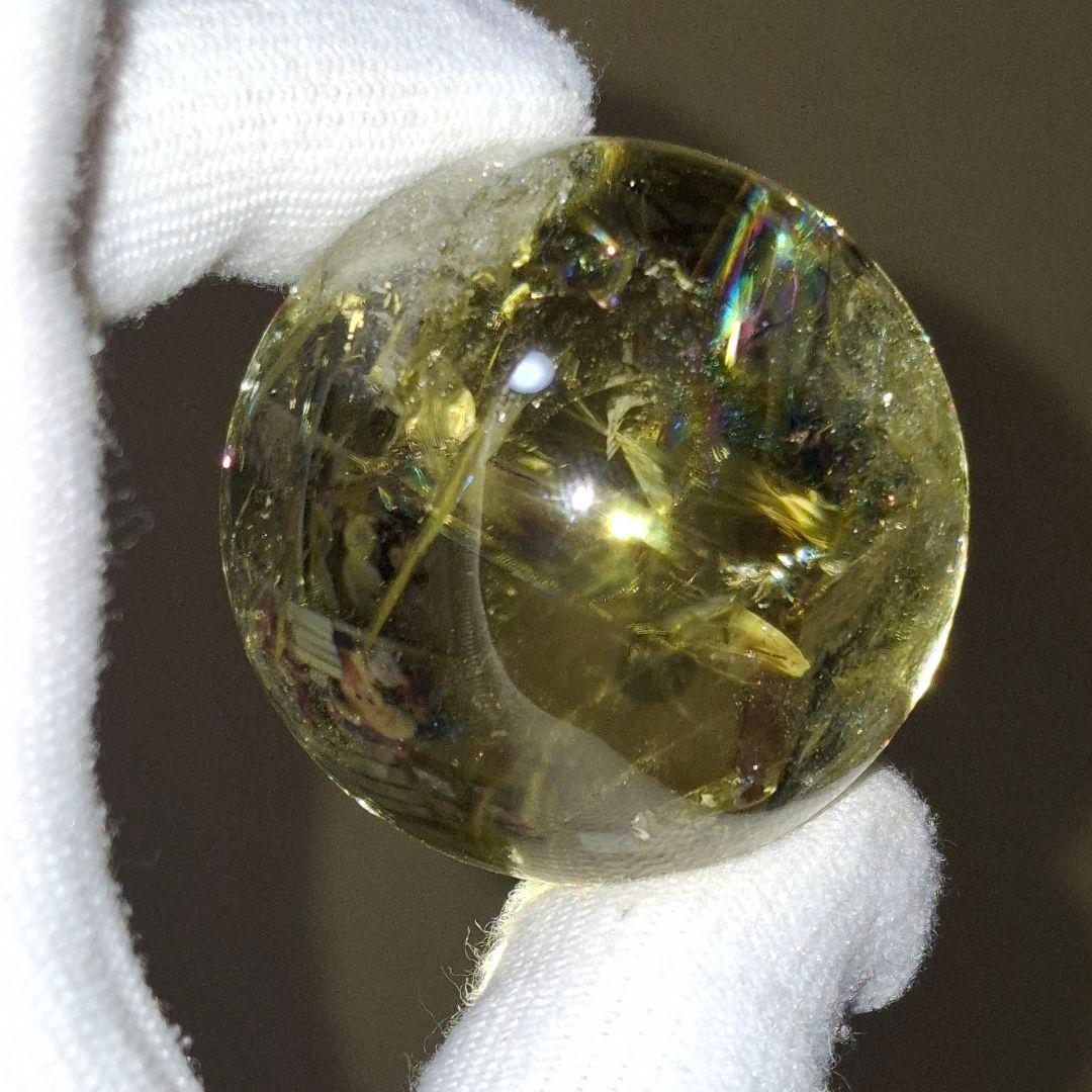 天然石✨️シトリン　スフィア✨️透明感良虹ありファントムあり台座付き
