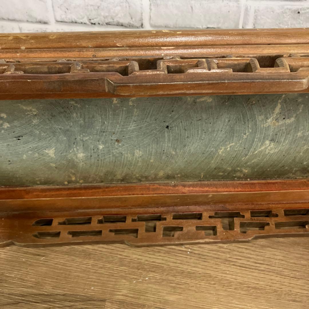 A-1 古道具 花台 飾り台 天然石 大理石 アンティーク 盆栽台 木彫り