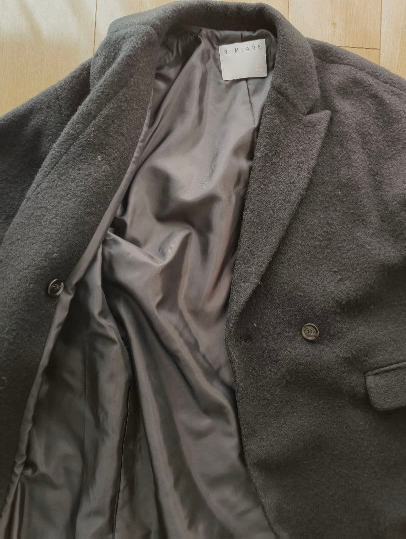 RIM.ARK 黒 ウール ダブルブレスト ロングコート