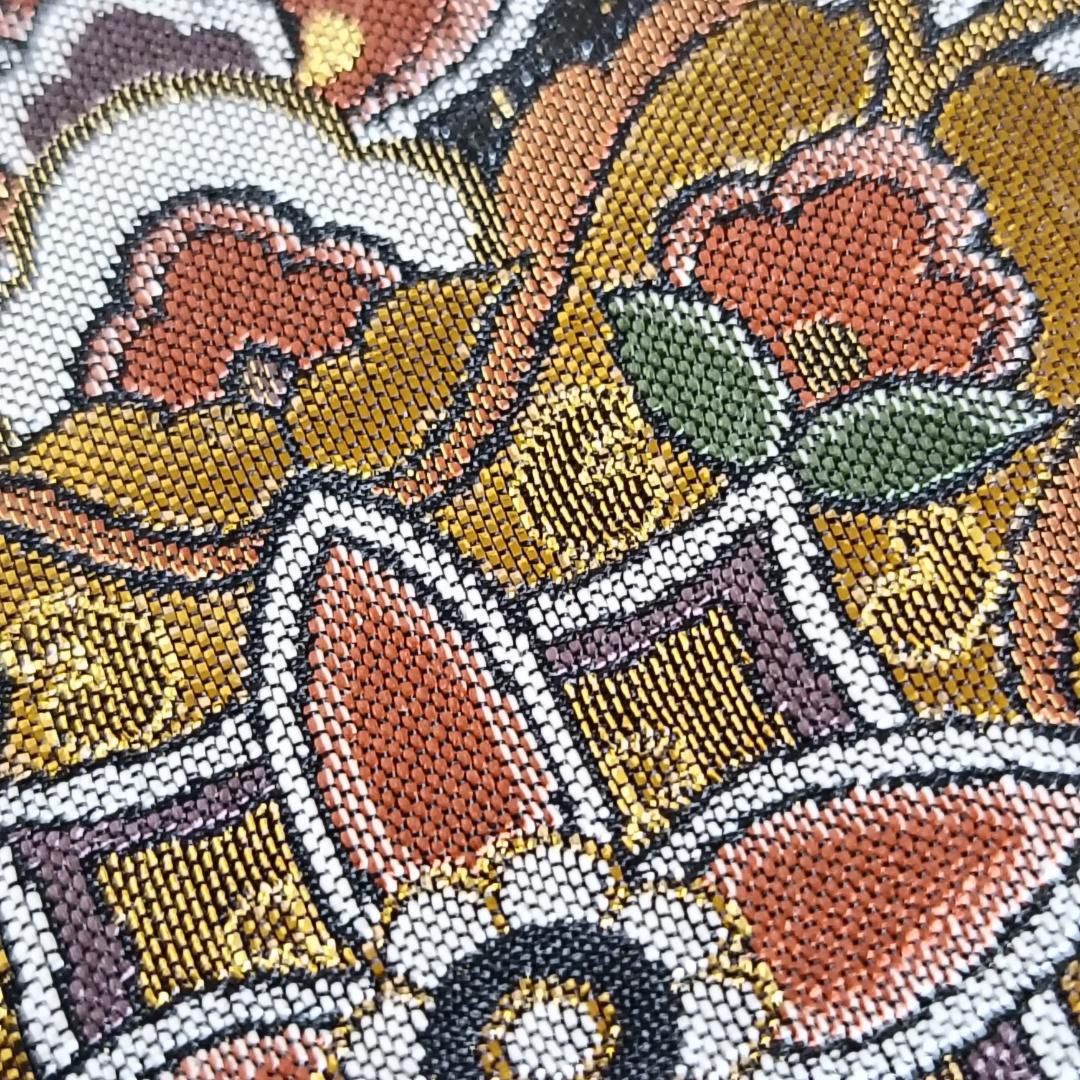 ◆1016◆全通柄　袋帯　本金箔超極細織錦　唐渡花鳥全通　西陣織　正絹　着物帯