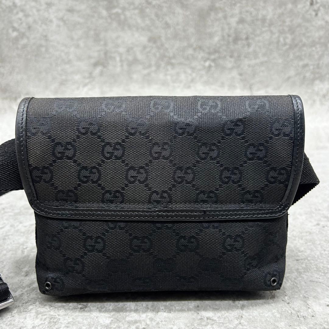 美品✨グッチ ウエストポーチ GG柄 ジャッキー キャンバス 黒