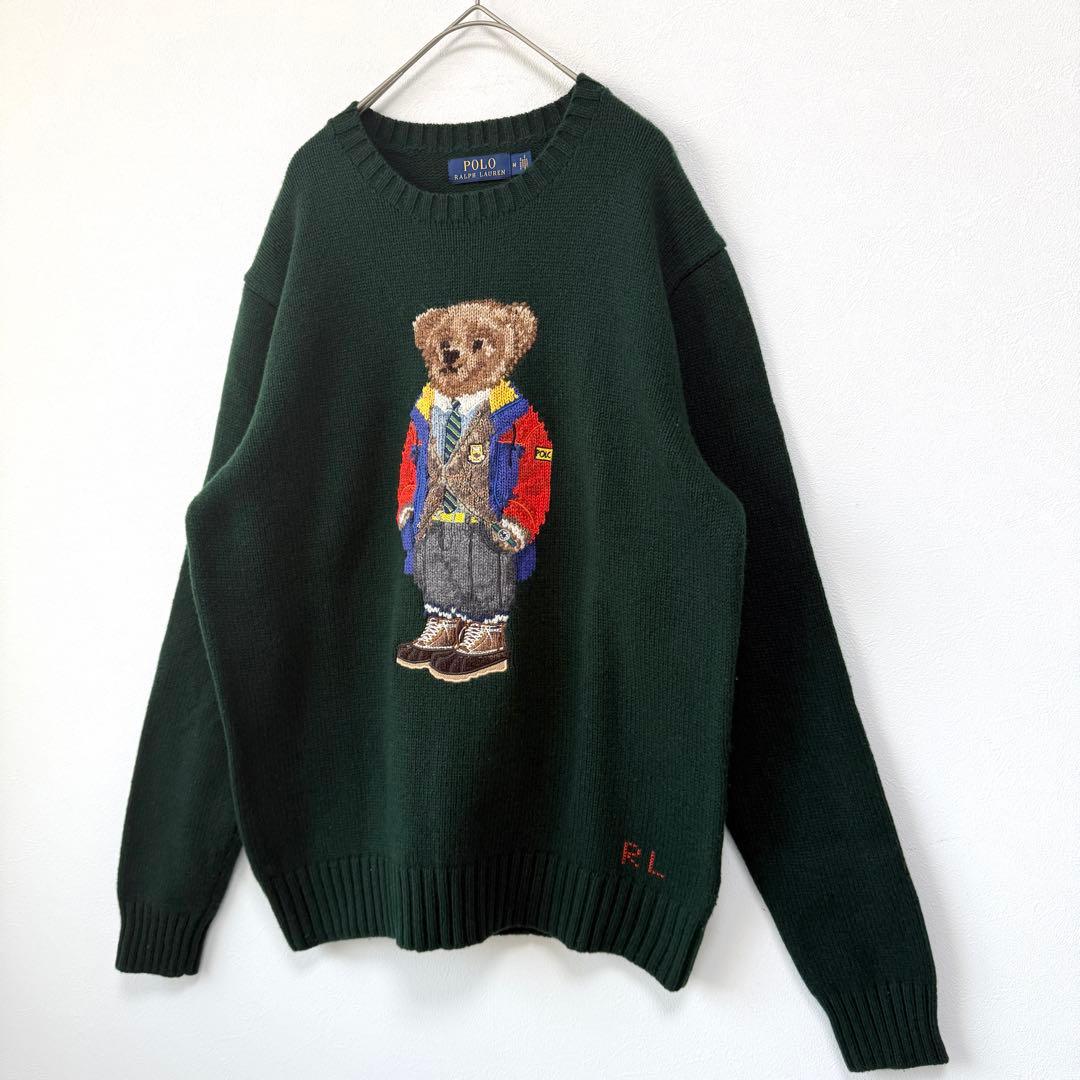 【美品✨】ポロラルフローレン ポロベア カシミヤニット セーター 希少グリーンM