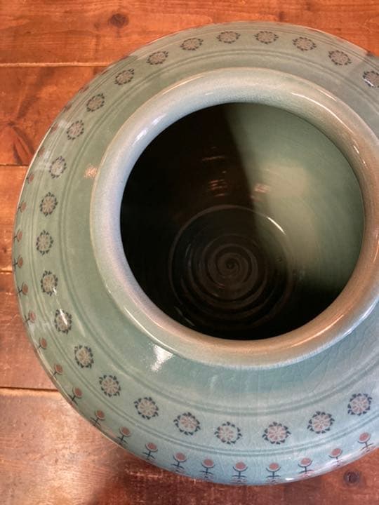 高麗青磁 振興　大きな　花瓶 置物　壷　花器　木箱付き　中国　骨董