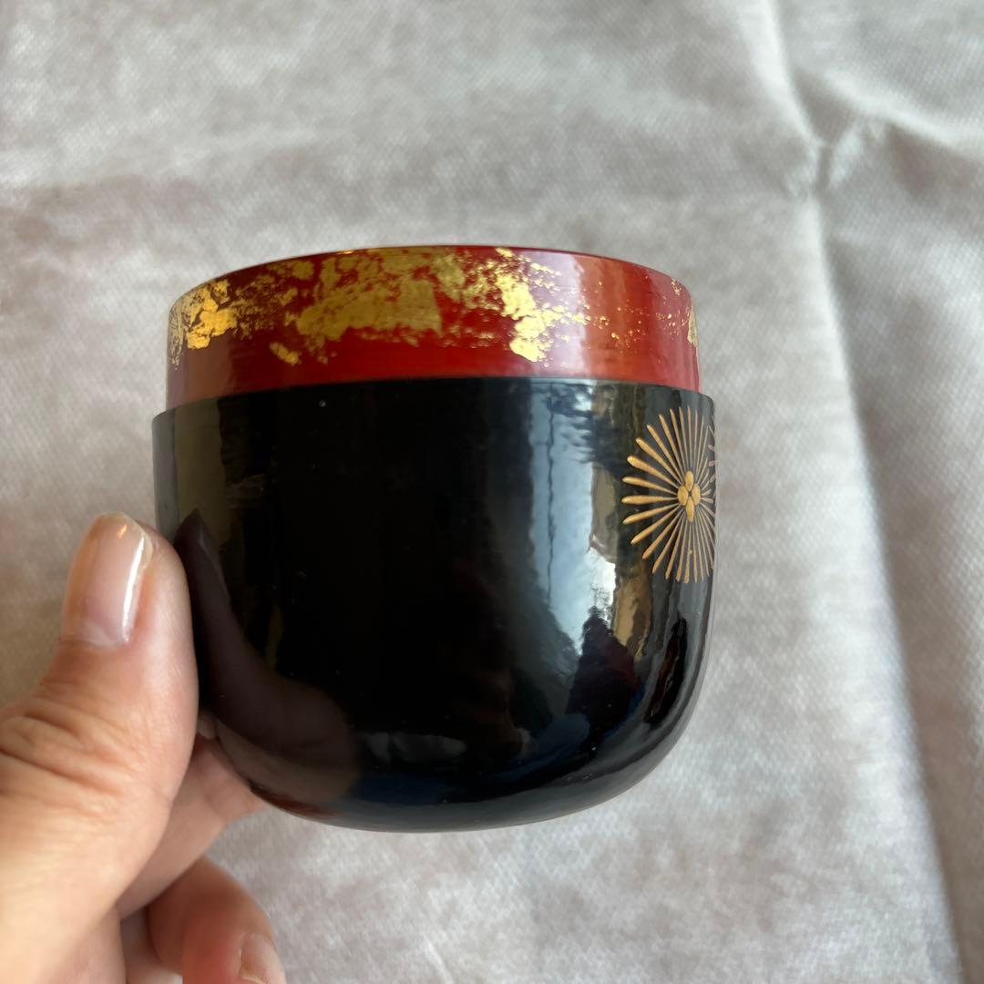 茶道具 而妙斎好 唐松蒔絵 一閑　大棗　一峰