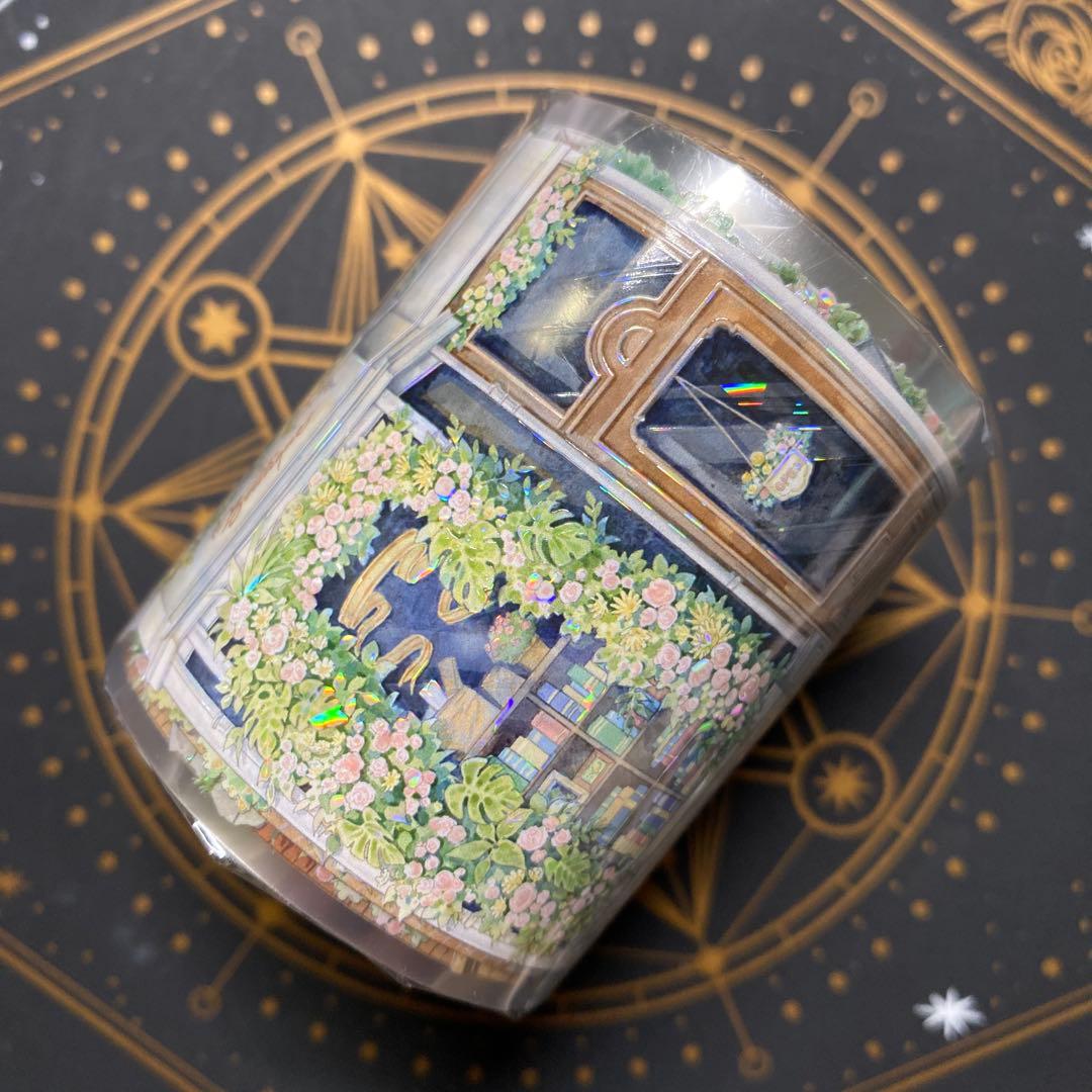 【9466】海外　マステ　3/5/巻　貝殻光マスキングテープ　街景色　装飾背景系