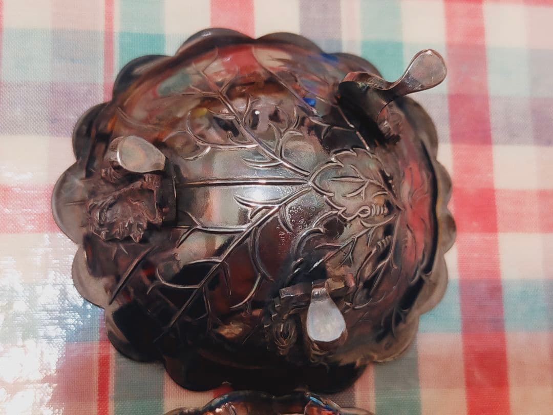 アンティーク ティーストレーナー　葉模様