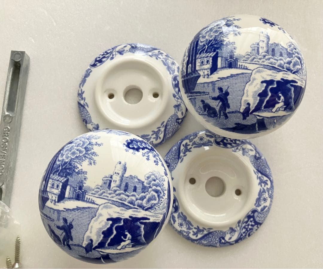 未使用　限定品　廃盤　希少　レア　スポード　ブルーイタリアン　陶製ドアノブ