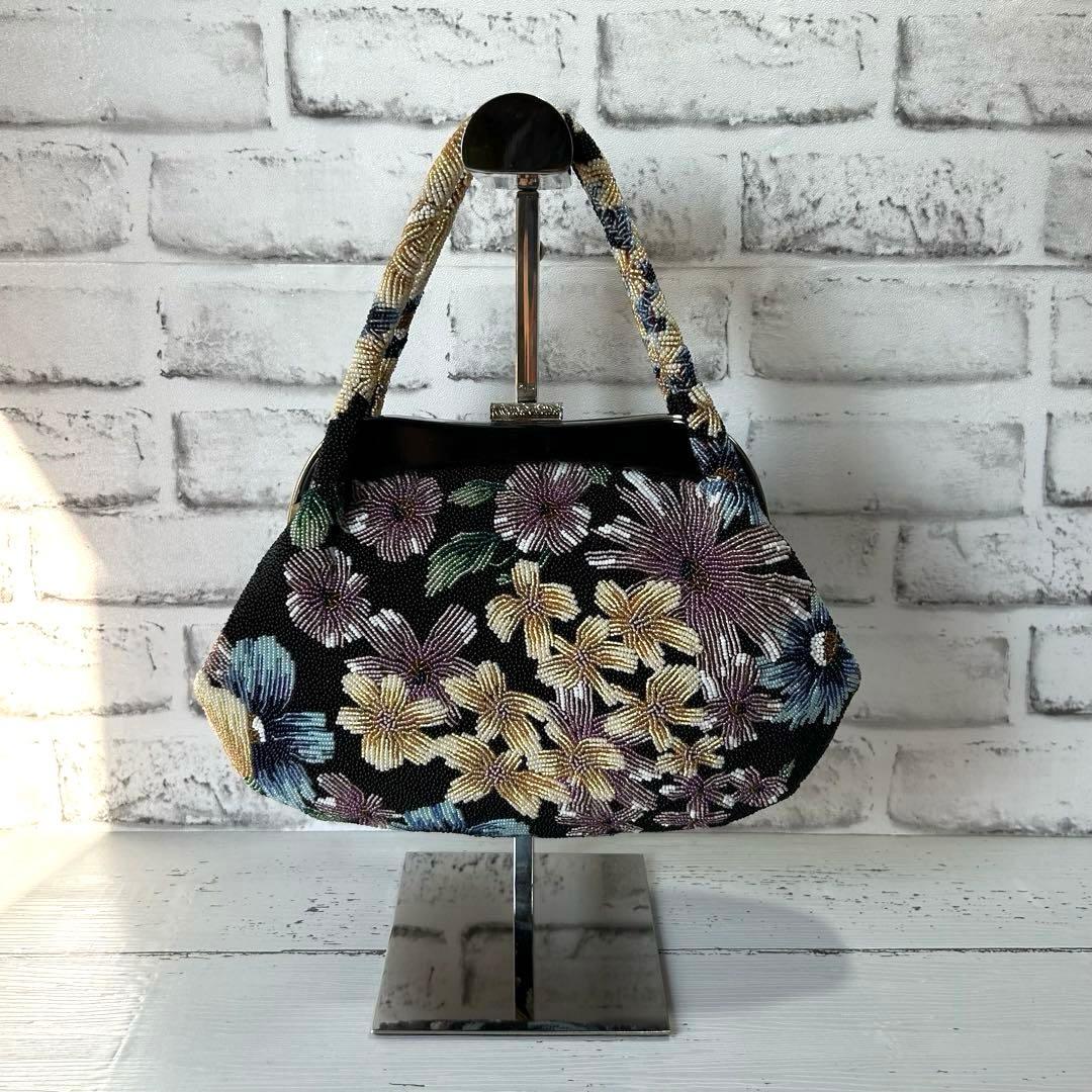 ビーズバック レトロ 花柄 和装 洋装 小物 ハンドバッグ 総柄 フォーマル