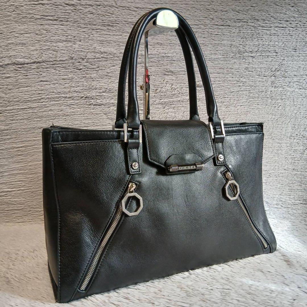 DIESEL ディーゼル　ビジネスバッグ　ブリーフケース　ブラック　本革レザー