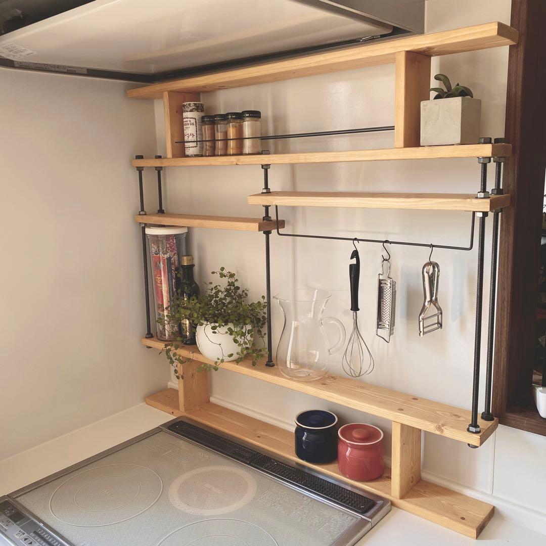 地震でも倒れない突っ張れるキッチンラックCentral☆☆窓枠インテリア☆