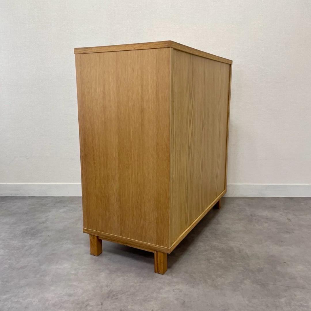 廃盤 無印良品 木製キャビネット ガラス扉 オーク材 脚付き 収納