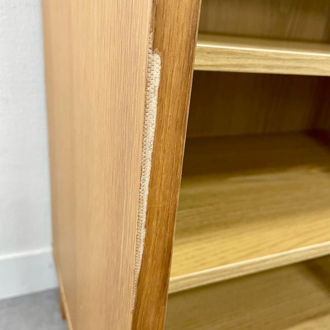 廃盤 無印良品 木製キャビネット ガラス扉 オーク材 脚付き 収納