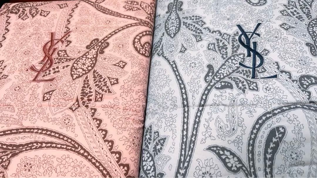 洗える 羽毛肌掛けふとん　イヴ・サンローラン　ピンク・ブルー　2枚セット