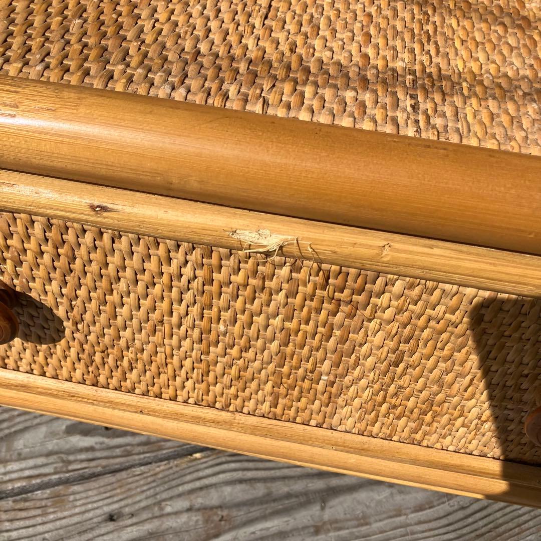 昭和レトロ 古家具 ラタンラック シェルフ 飾り棚 ディスプレイラック オープン