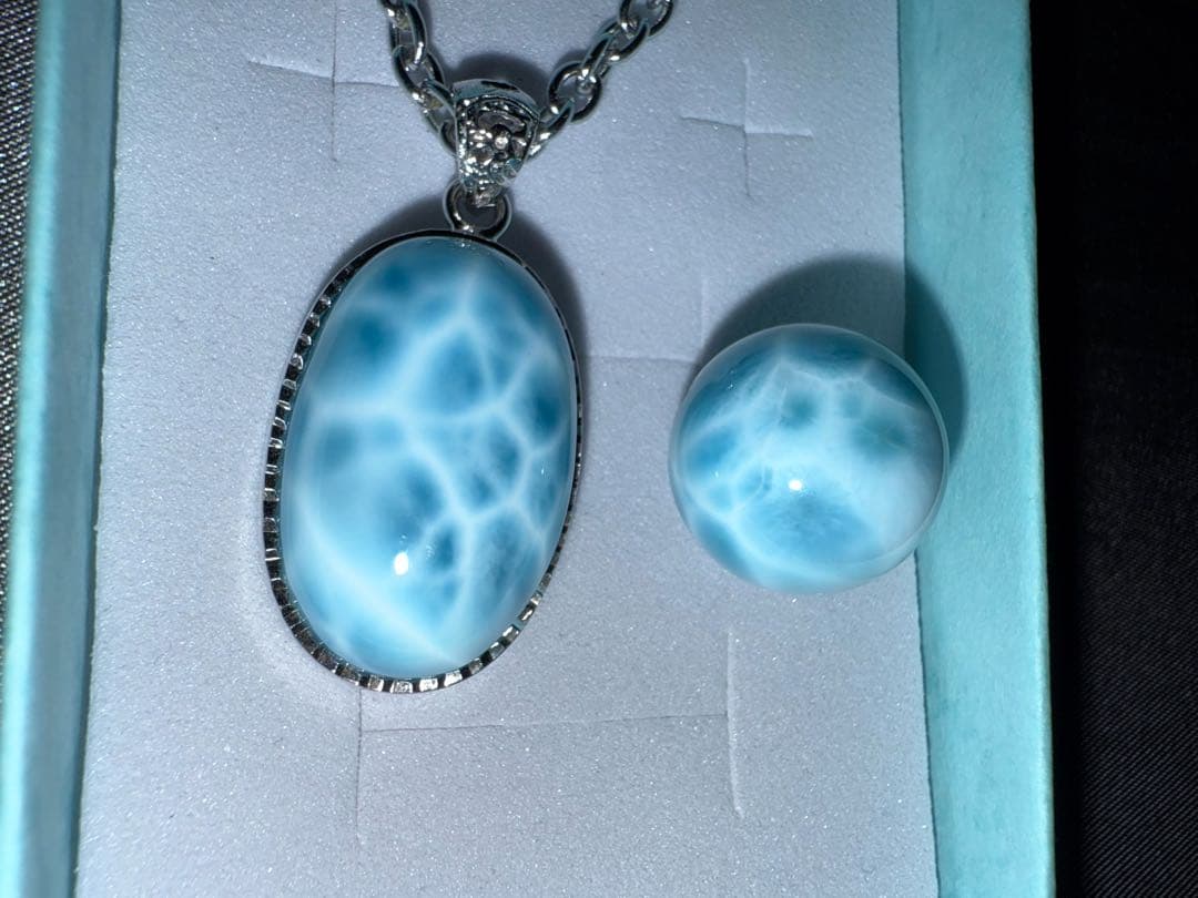 ※おもいで　【高品質•希少】ラリマーペンダントネックレスとブレスレットペア