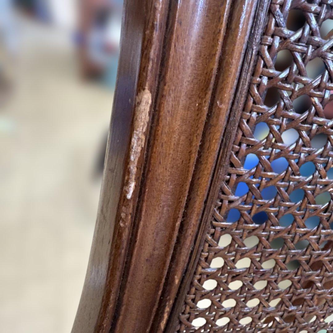 ラタンバック 木製ダイニングチェア　猫脚