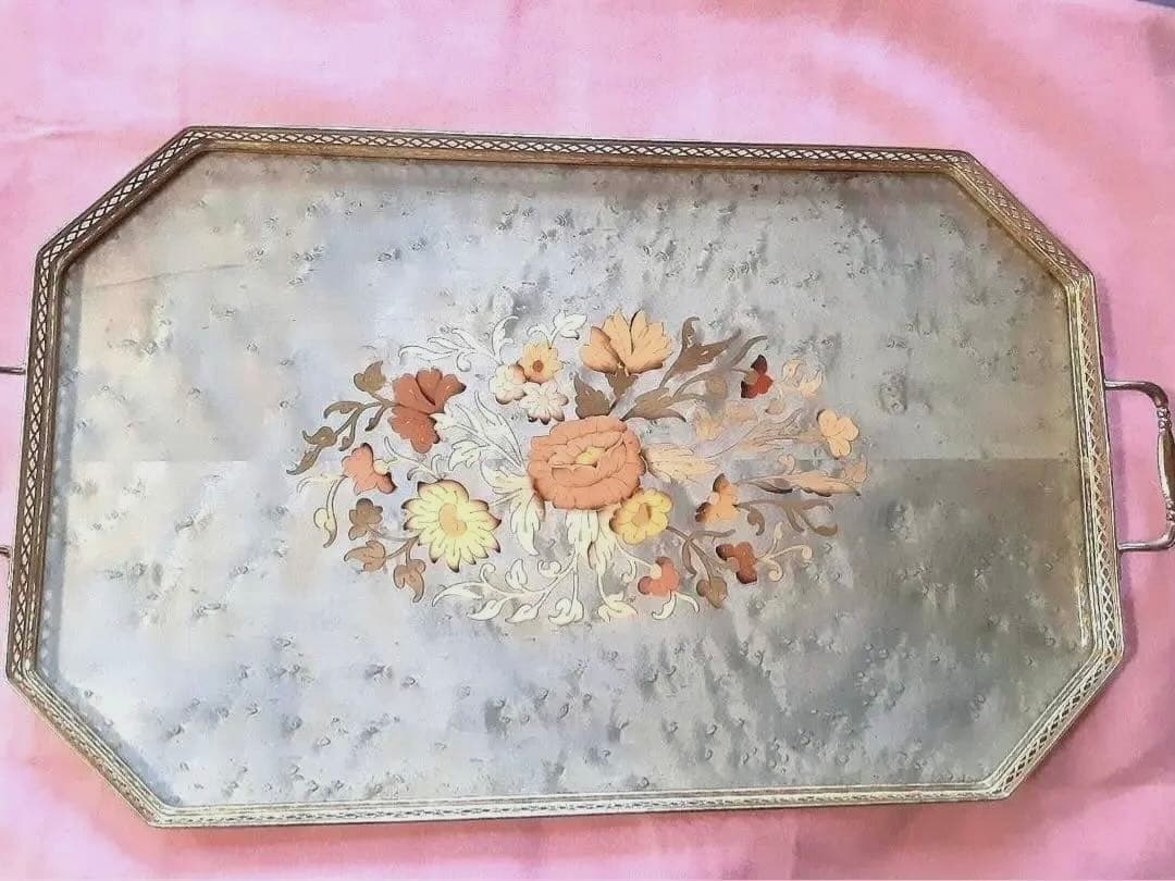 イタリア製　象嵌トレイ　アンティーク