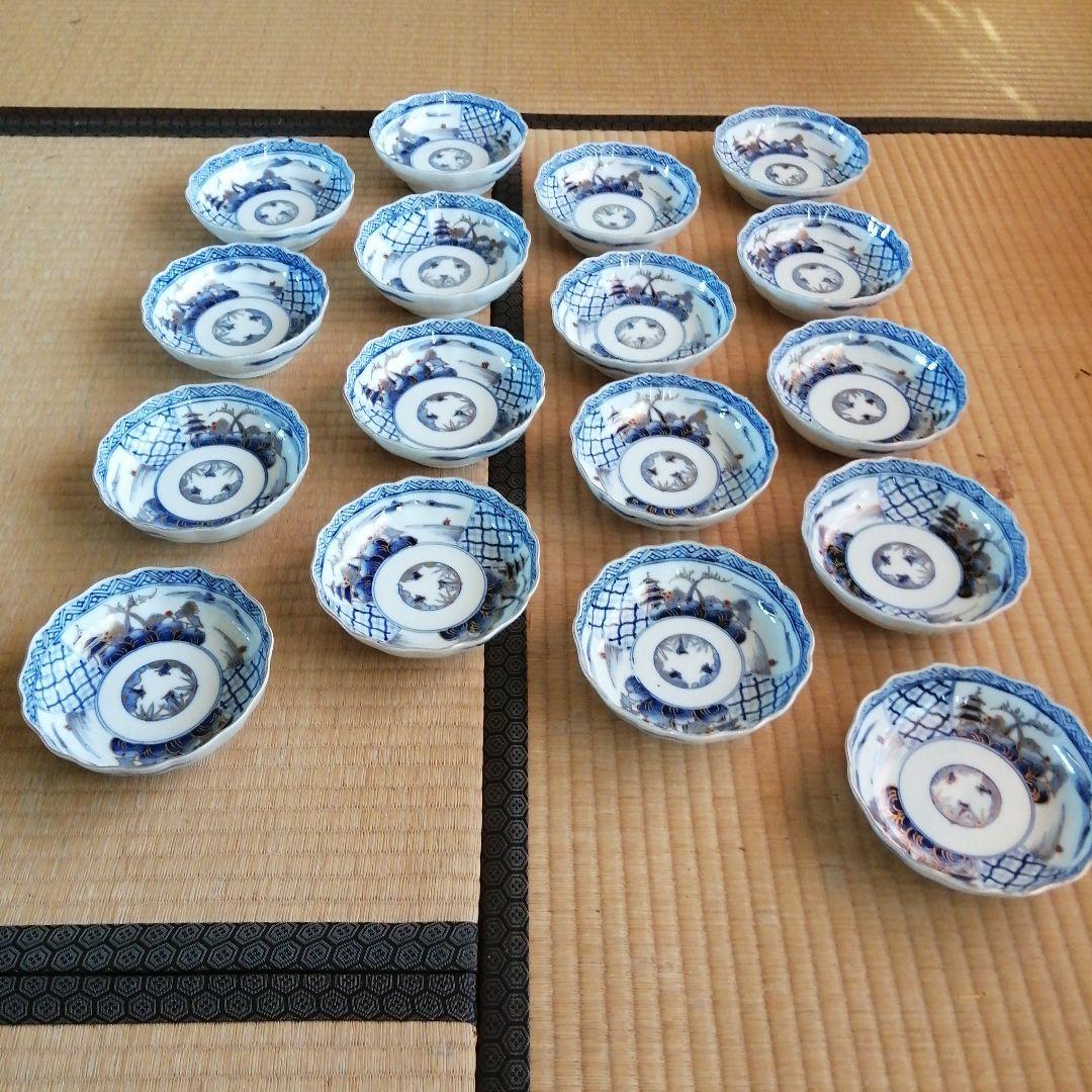 伊万里　染付金彩膾皿　17客　15cm　幕末〜明治期