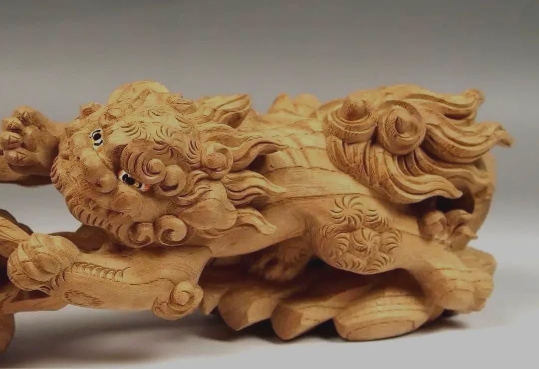 【 木彫 唐獅子 】鉦支持棒　摺り鉦 当たり鉦だんじり　二丁鉦 箱付