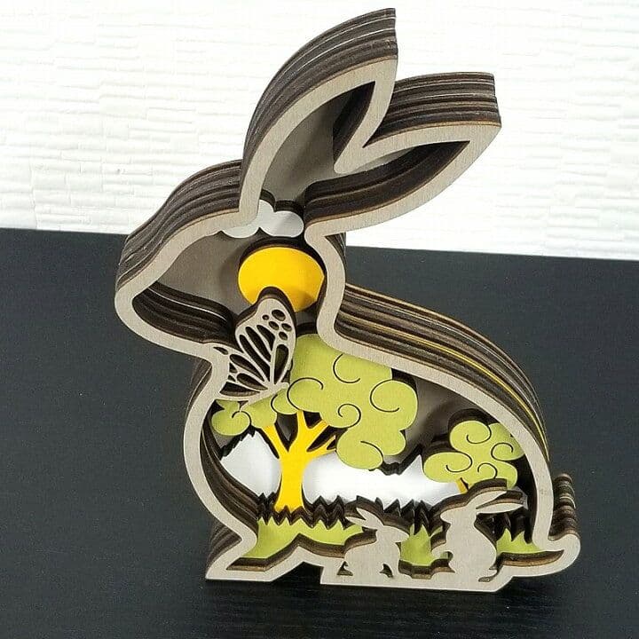 3D木製置物 】うさぎ兎★ アートオブジェ置き物グッズ雑貨かわいい可愛い 動物