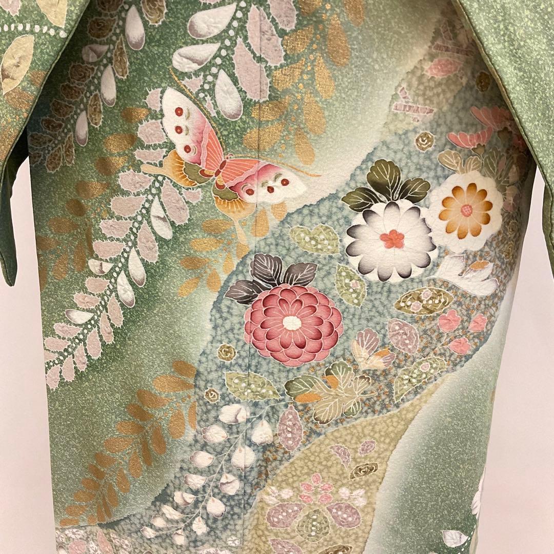 グリーン色グラデーション辻ヶ花訪問着