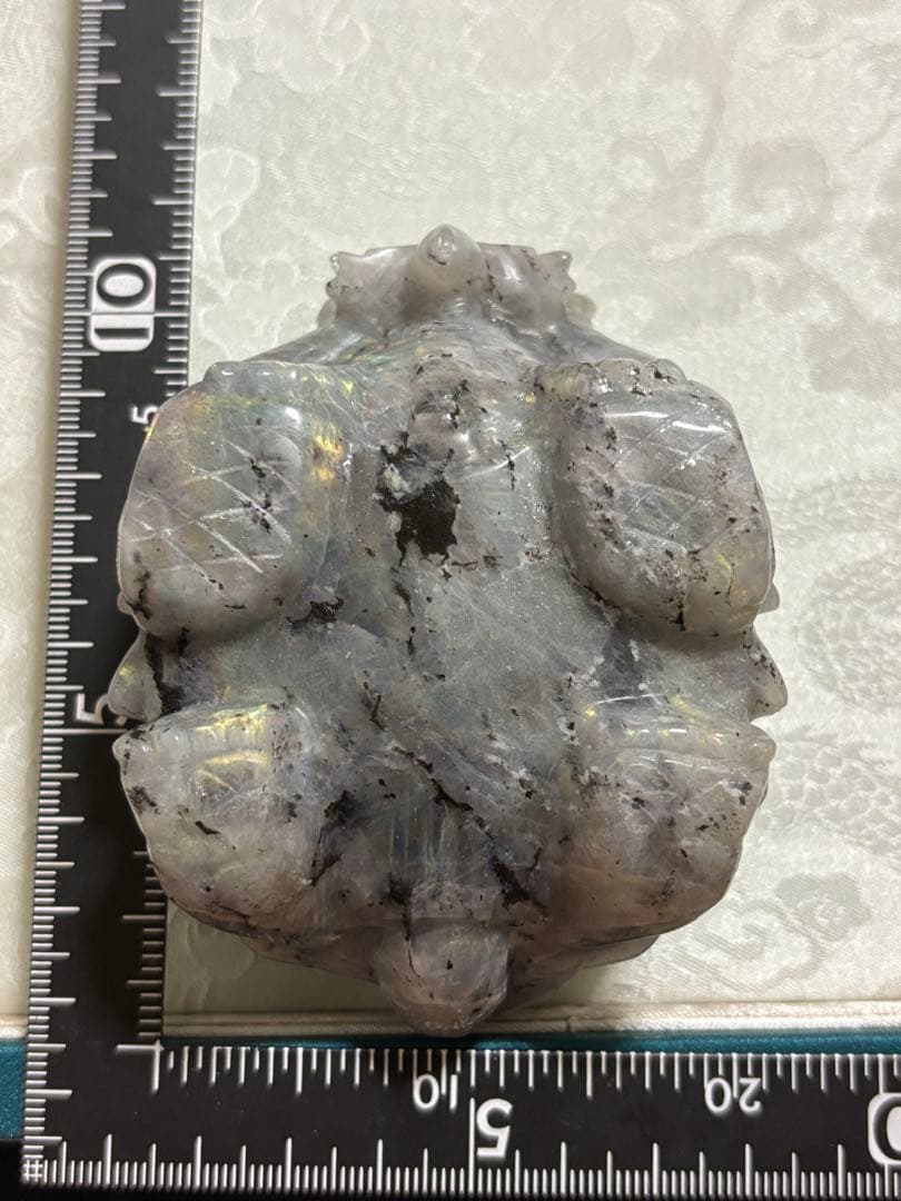 ロングイ　貔貅　ラブラドライト　天然石　置物　レインボーシラー