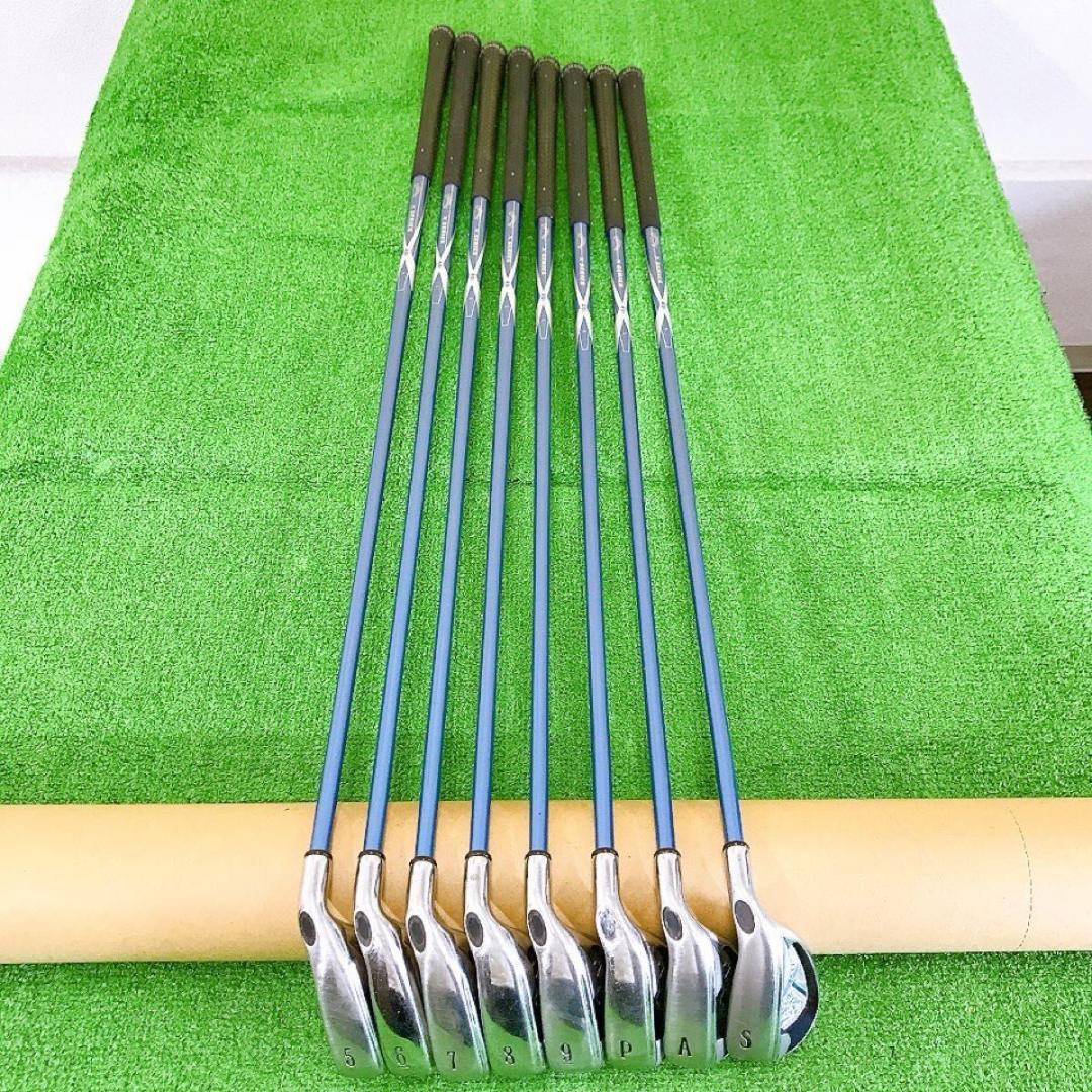 テ17★キャロウェイ X-20 豪華8本レディースアイアンセットL ライトブルー