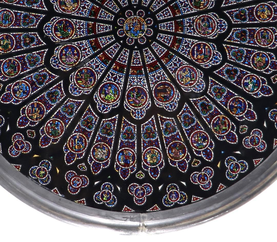 ノートルダム大聖堂 ラージサイズ ヴィンテージ ステンドグラス 北のバラ窓 教会