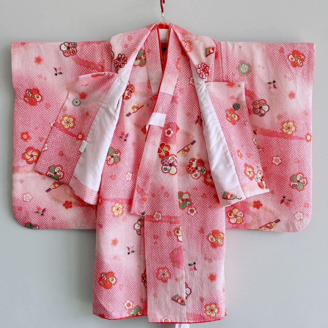 七五三　3歳女の子　長着＆長襦袢&被布　フルセット　ピンク　箱セット　51985