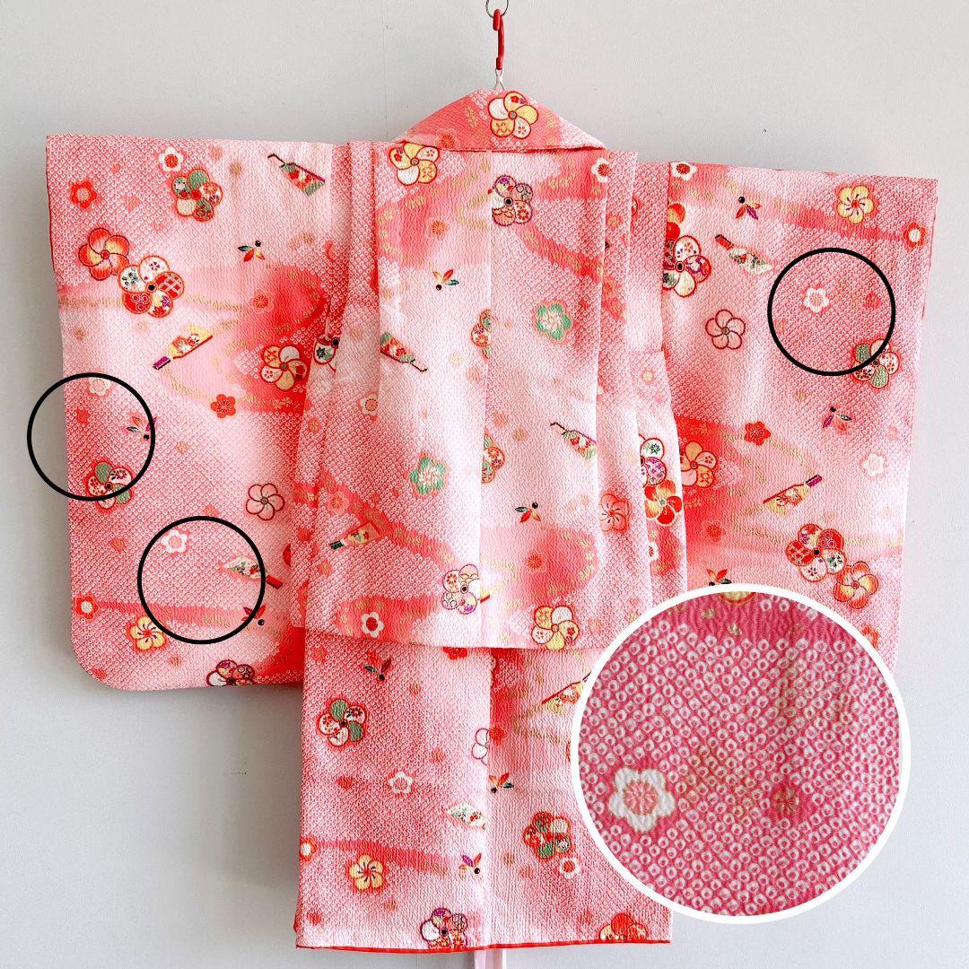 七五三　3歳女の子　長着＆長襦袢&被布　フルセット　ピンク　箱セット　51985