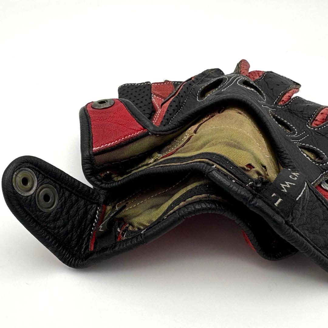 CACAZAN ドライビンググローブ DDR-071R(鹿革)ブラック×レッドL