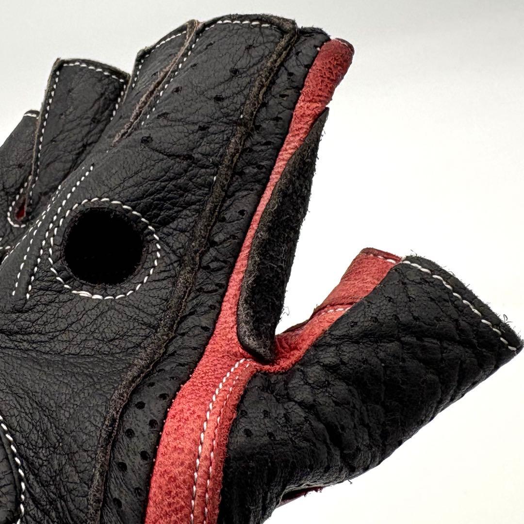 CACAZAN ドライビンググローブ DDR-071R(鹿革)ブラック×レッドL