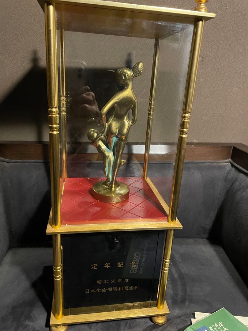 SEIKO セイコー クオーツ 置時計 母子像 置き時計 ゴールド 金色