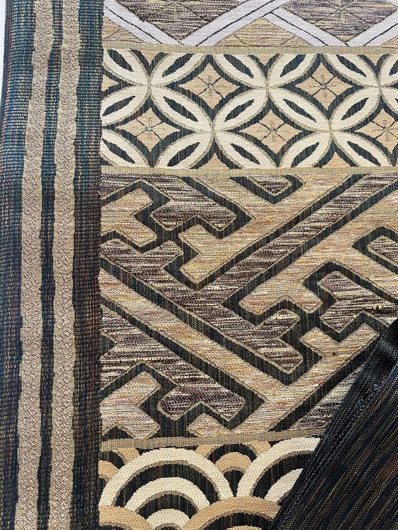 未使用　袋帯　唐巻金