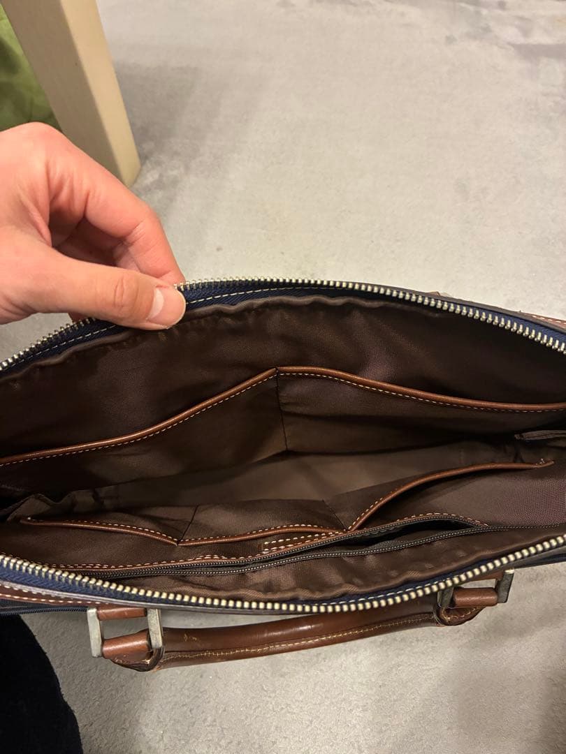 TAKEO KIKUCHI ネイビー ビジネスバッグ