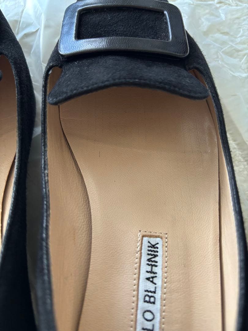 マノロブラニク パンプス 37 スエード 黒 ブラック マノロ ドゥロワー